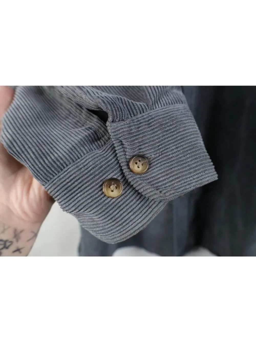 Vtg 90s Y2K Streetwear Mens 3XL Faded Corduroy Collared Button Shirt Steel Blue